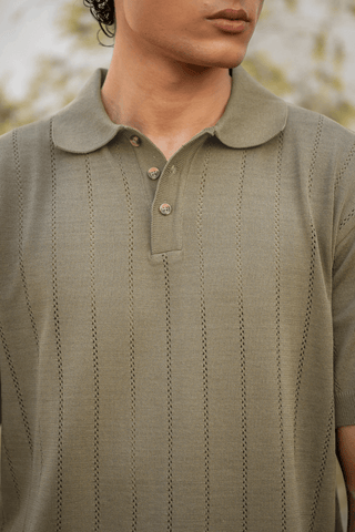 Relaxed - fit Pointal - Knit Polo Shirt in Camel - AttirPOLO