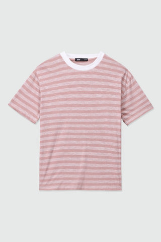 Relaxed Fit Striped T-shirt in Pink - AttirTEE