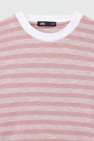 Relaxed Fit Striped T-shirt in Pink - AttirTEE