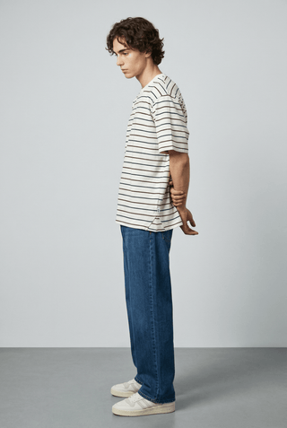 Relaxed Fit Striped T-shirt in White - AttirTEE