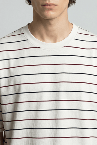 Relaxed Fit Striped T-shirt in White - AttirTEE