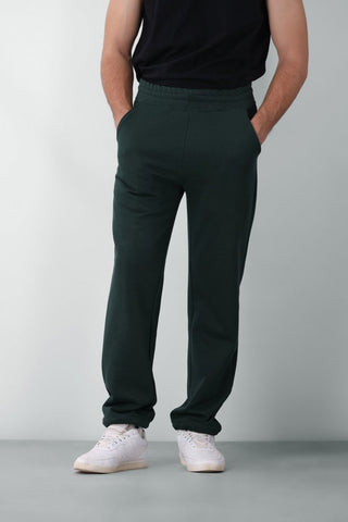 Relaxed Fleece Sweatpants in Dark Green - AttirBOTTOM