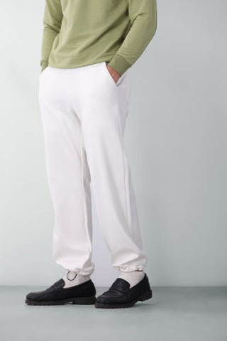 Relaxed Fleece Sweatpants in Ice White - AttirBOTTOM