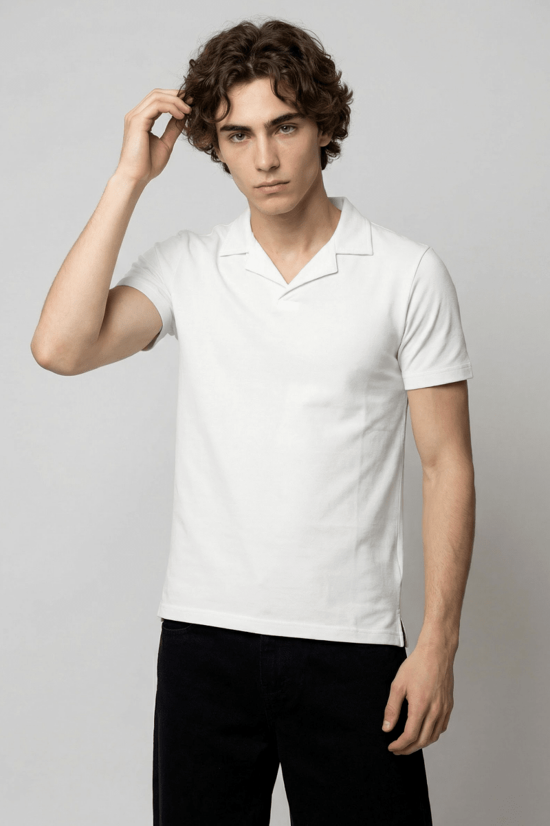 Revere Polo Shirt in White POLO ATTIR-MEN