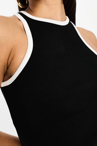 Rib - knit Contrast Tank Top - AttirTANKTOP