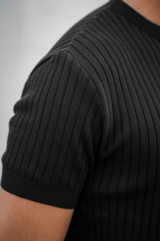 Rib - Knit Crew Neck in Ink Black - AttirTEE