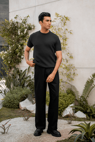 Rib - Knit Crew Neck in Ink Black - AttirTEE