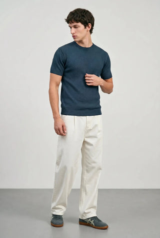 Rib - Knit Crew Neck in Night Blue - AttirTEE
