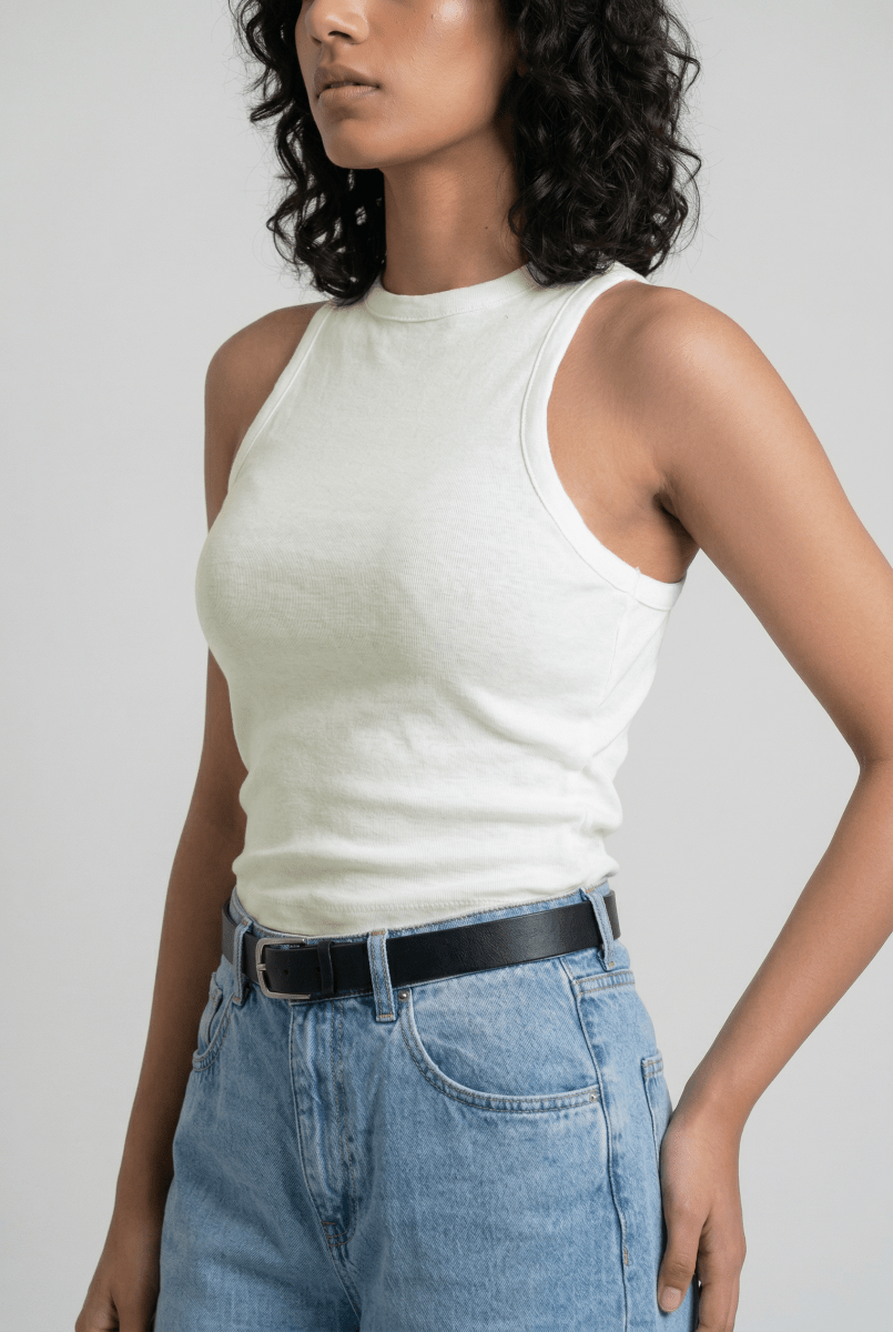 Rib-Knit Tank Top in White /  WHITE