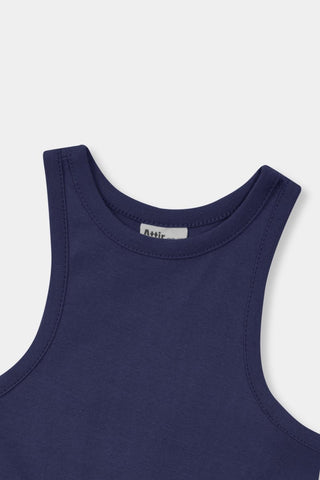 Rib - Knit Tank Top in Navy - AttirTANKTOP