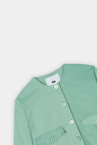 Round Neck Jacket in Pastel Green - AttirJACKET