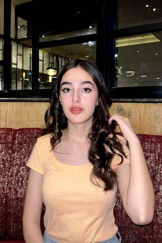 Scoop Neck T-shirt in Peach - AttirTEE