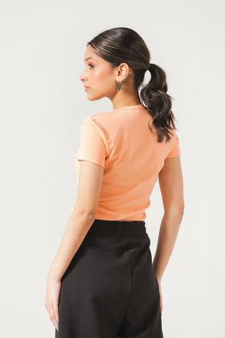 Scoop Neck T-shirt in Peach - AttirTEE