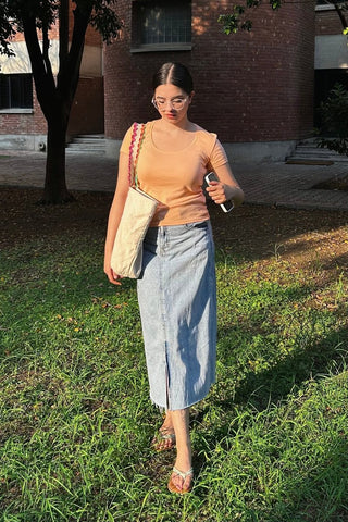 Scoop Neck T-shirt in Peach - AttirTEE