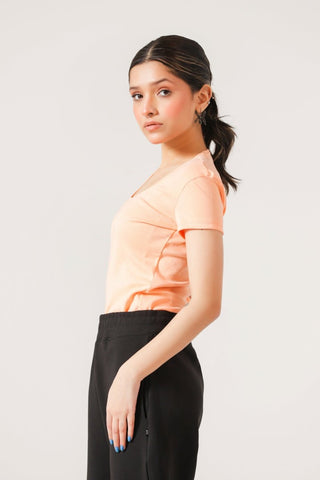 Scoop Neck T-shirt in Peach - AttirTEE