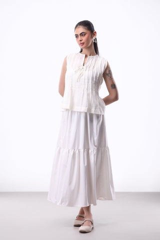 Serena Tie Top in Sheer White - AttirBLOUSE
