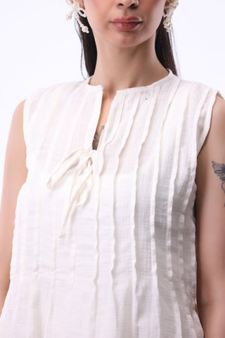 Serena Tie Top in Sheer White - AttirBLOUSE