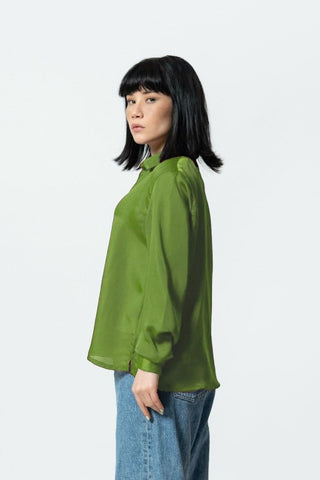 Silk Blouse in Amazon Green - AttirSHIRT