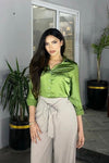 Silk Blouse in Amazon Green SHIRT ATTIR-WOMEN