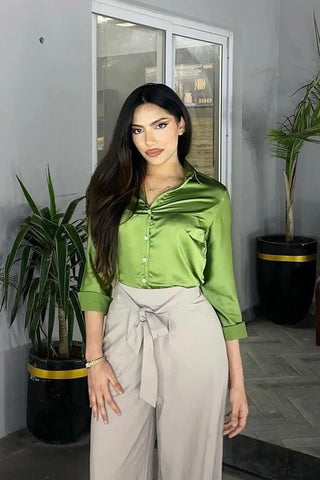 Silk Blouse in Amazon Green - AttirSHIRT