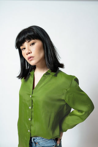 Silk Blouse in Amazon Green - AttirSHIRT