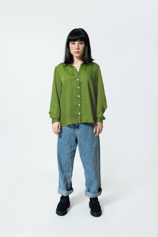 Silk Blouse in Amazon Green - AttirSHIRT