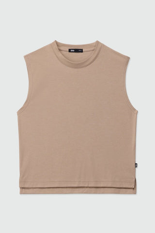 Sleeveless Sleek T-shirt in Beige - AttirTEE