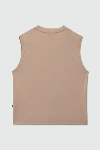 Sleeveless Sleek T-shirt in Beige - AttirTEE
