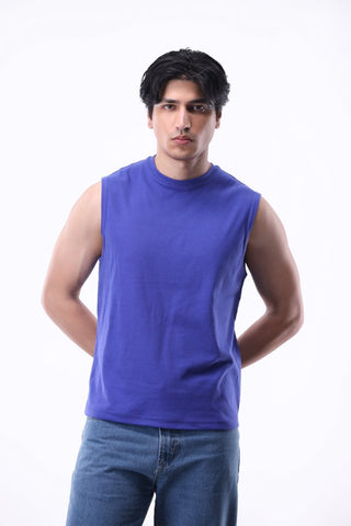 Sleeveless Tee in Iris Blue - AttirTEE