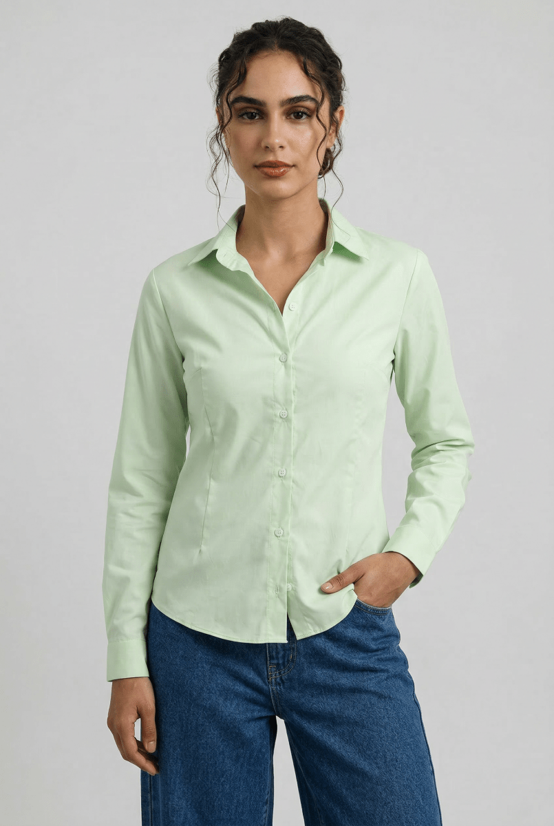 Smart-fit Button Down in Pistachio SHIRT ATTIR-WOMEN