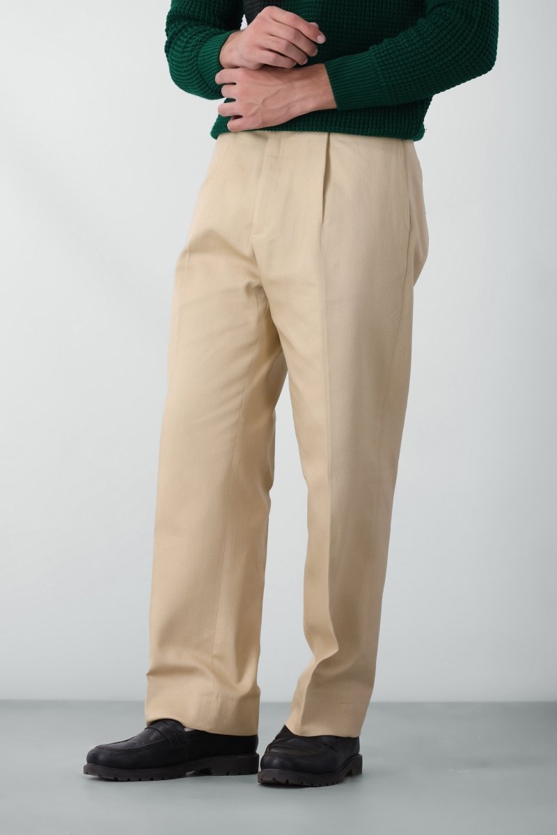 Smart Wide-leg Pleated Pants in Khaki