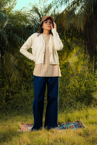 Soft Knitted Cardigan in Cream - AttirCARDIGAN