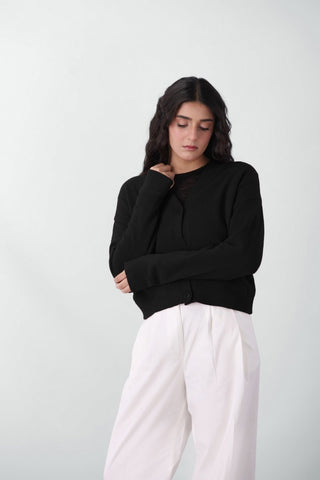 Soft Knitted Cardigan in Ink Black - AttirCARDIGAN
