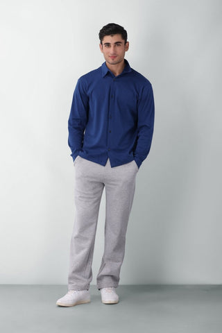 Soft Touch Interlock Shirt in Blue - AttirKNITSHIRT