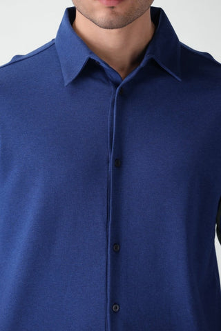 Soft Touch Interlock Shirt in Blue - AttirKNITSHIRT