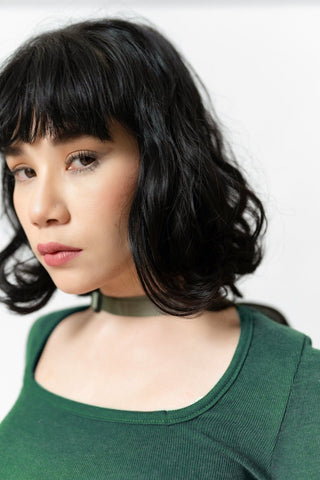 Square Neck Long Sleeves in Bottle Green - AttirTOP