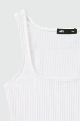 Square Neck Tank Top in Ivory - AttirTEXTURED - TANKTOP