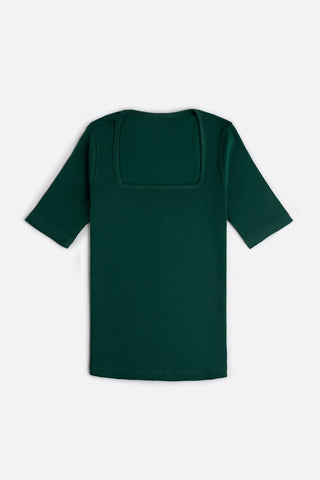 Square Neck Top in Bottle Green - AttirTOP