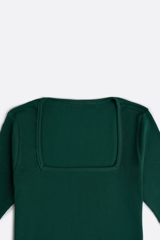 Square Neck Top in Bottle Green - AttirTOP