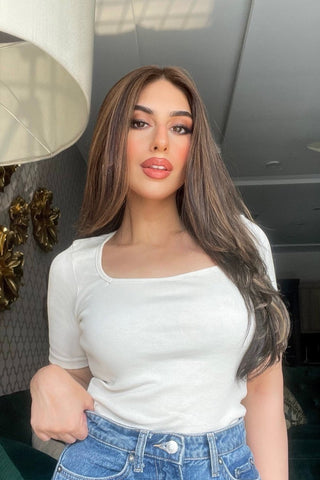 Square Neck Top in Cream - AttirTOP