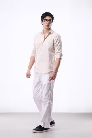 Stripe Button Down Shirt in Cream - AttirSHIRT