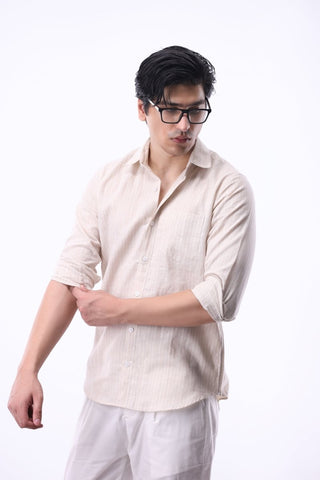 Stripe Button Down Shirt in Cream - AttirSHIRT