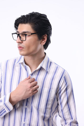 Stripe Button Down Shirt in Violet - AttirSHIRT