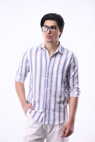 Stripe Button Down Shirt in Violet - AttirSHIRT