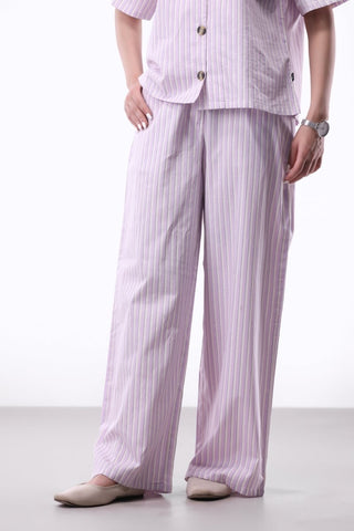 Stripe Look Wide - leg Trouser in Lilac - AttirBOTTOM