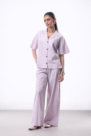 Stripe Revere Collar Shirt in Lilac - AttirSHIRT