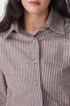 Striped Crop Shirt in Chocolate SHIRT ATTIR-WOMEN