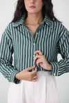 Striped Crop Shirt in Green SHIRT ATTIR-WOMEN