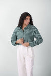 Striped Crop Shirt in Green SHIRT ATTIR-WOMEN