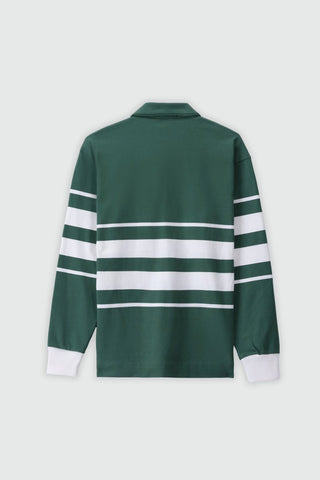 Striped Revere Collar Polo Jumper in Green - AttirPOLOSWEATSHIRT